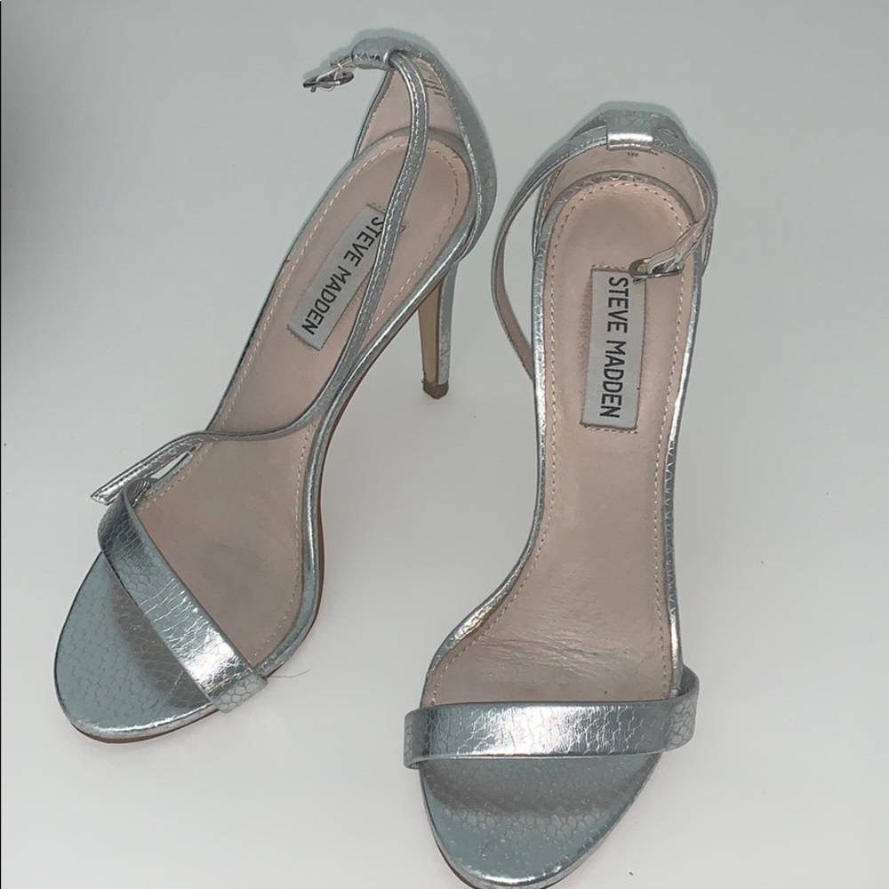 Steve Madden Stecy Silver Strappy Stiletto